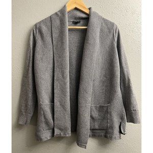 Ann Taylor Factory Petite Open Style Cardigan Size MP Gray Long Sleeve